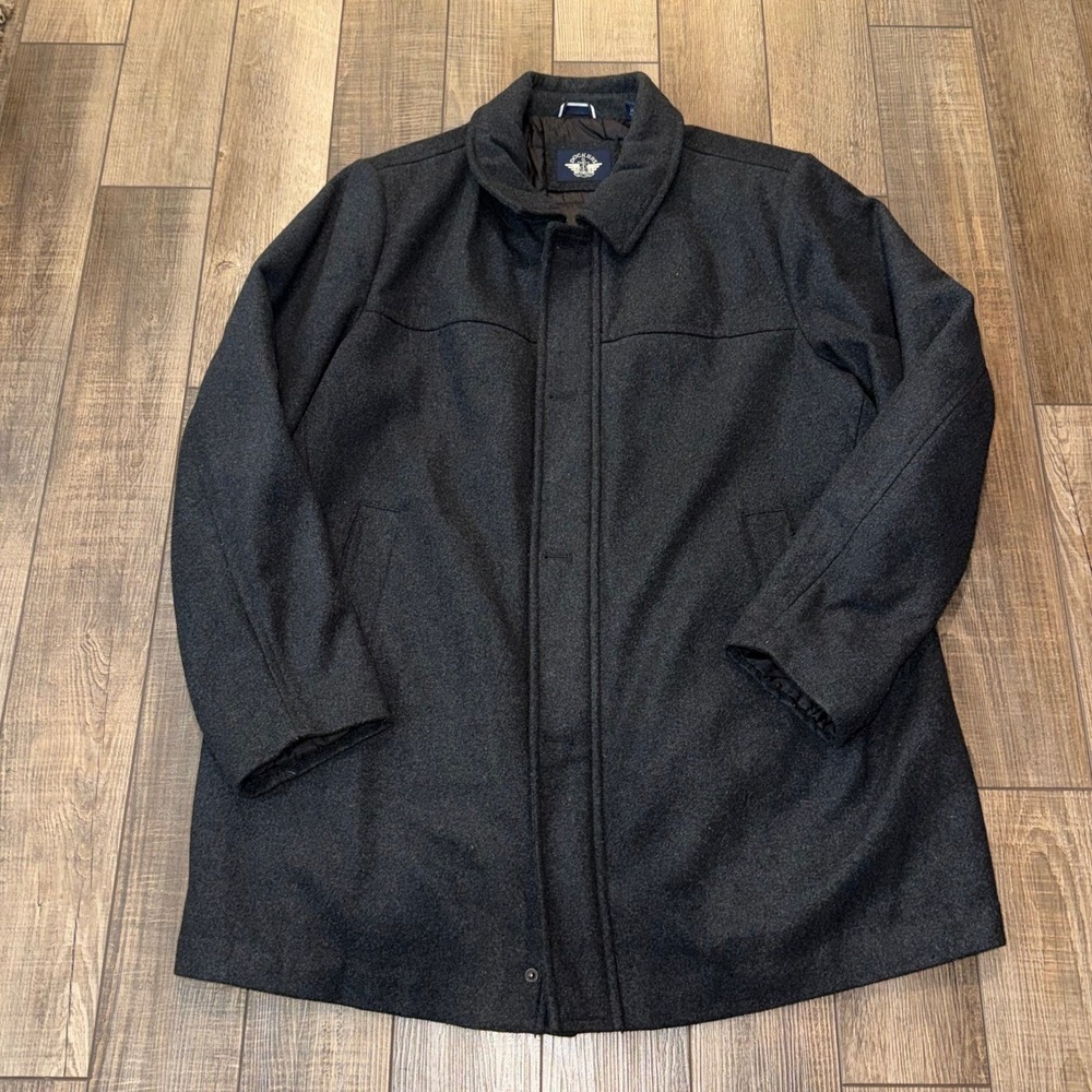 Dockers Mens Charcoal Gray Wool Blend Quilted Lining Car Coat Jacket 2XLT